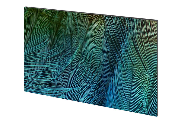 panou decorativ din sticla imprimata model pene multicolor